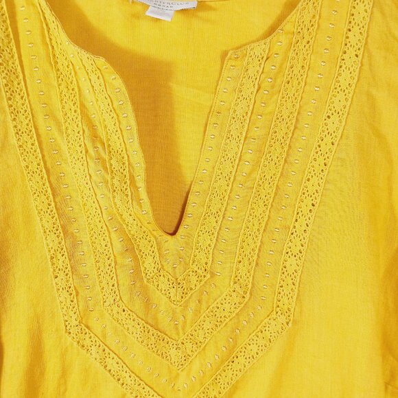 Charter Club, 18W, Linen Tunic w/ Embroidered Detail, 3/4 Sleeves, Boho Bohemian - Picture 4 of 12